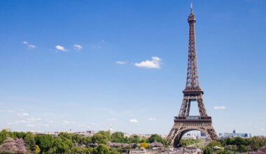 The Eiffel Tower in Paris, France on a clear summer day