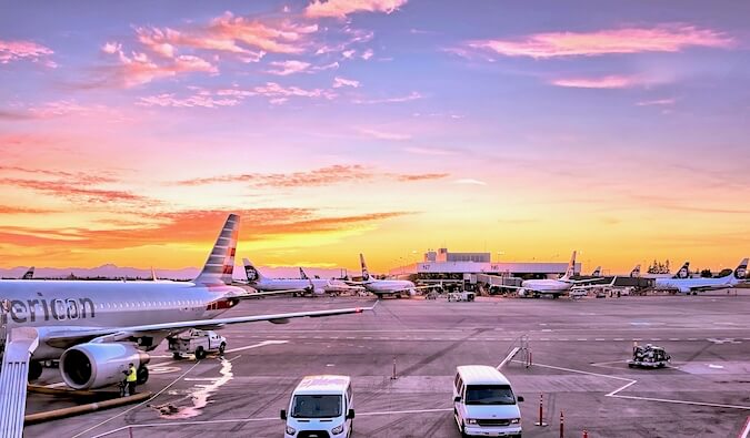 Sun Setting at Seattle Airport