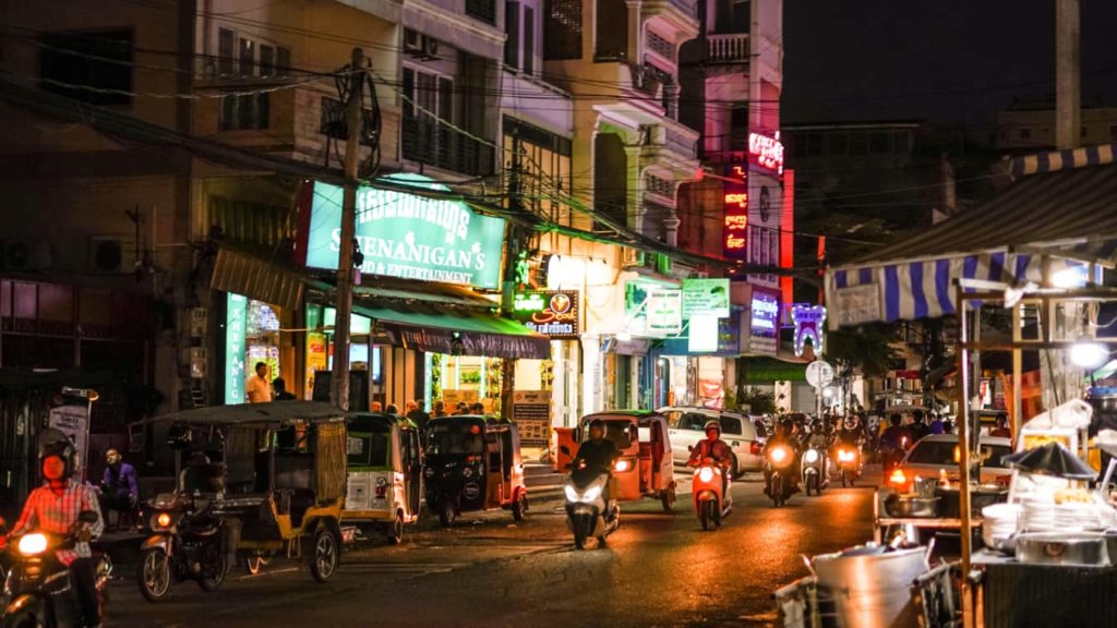 Phnom Penh, Cambodia at night