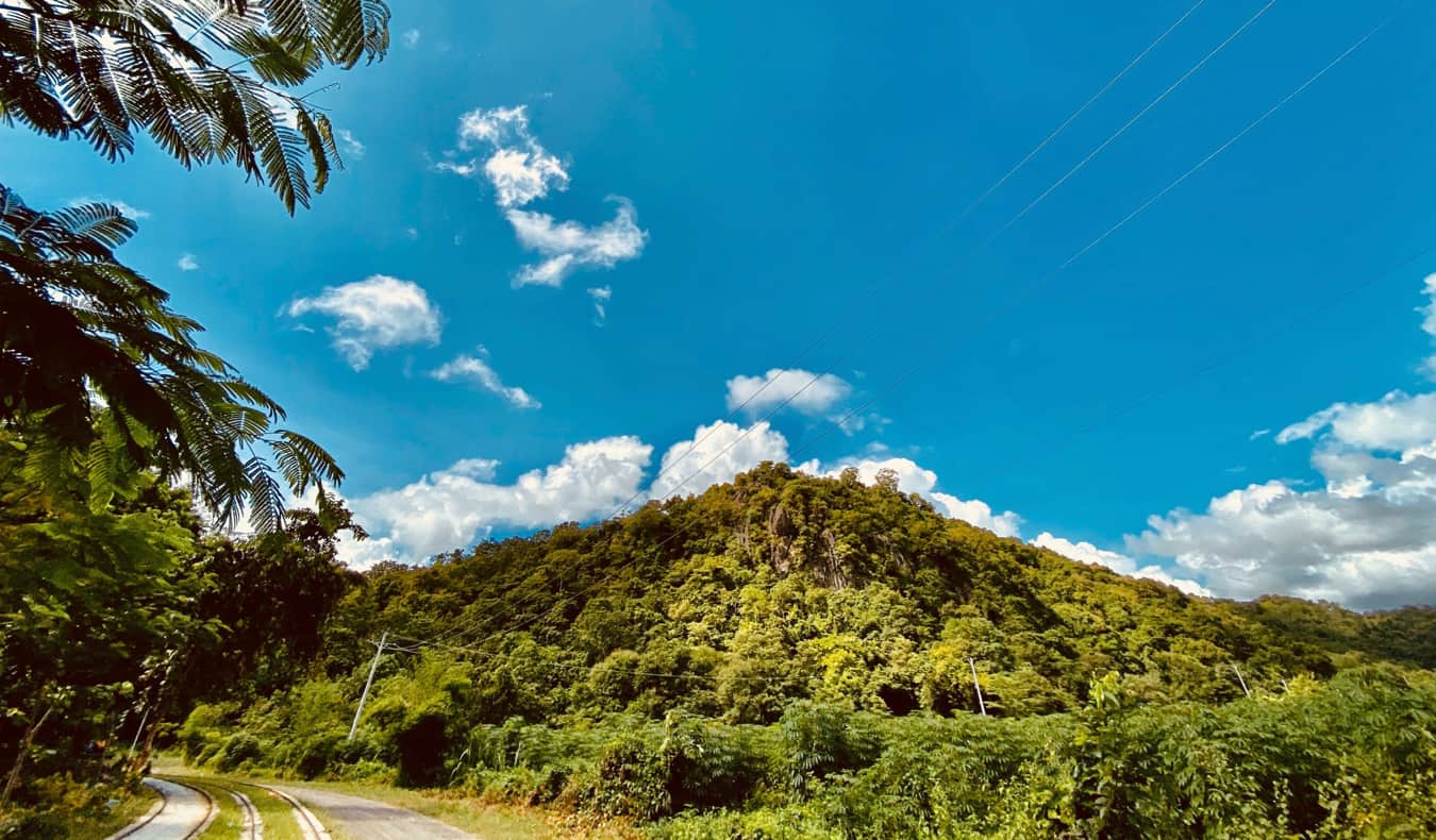 The lush green hills of Battambang, Cambodia