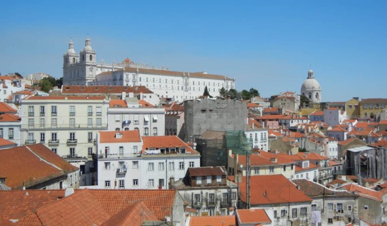 view over the terracotta rooftops of Lisbon, Portugal