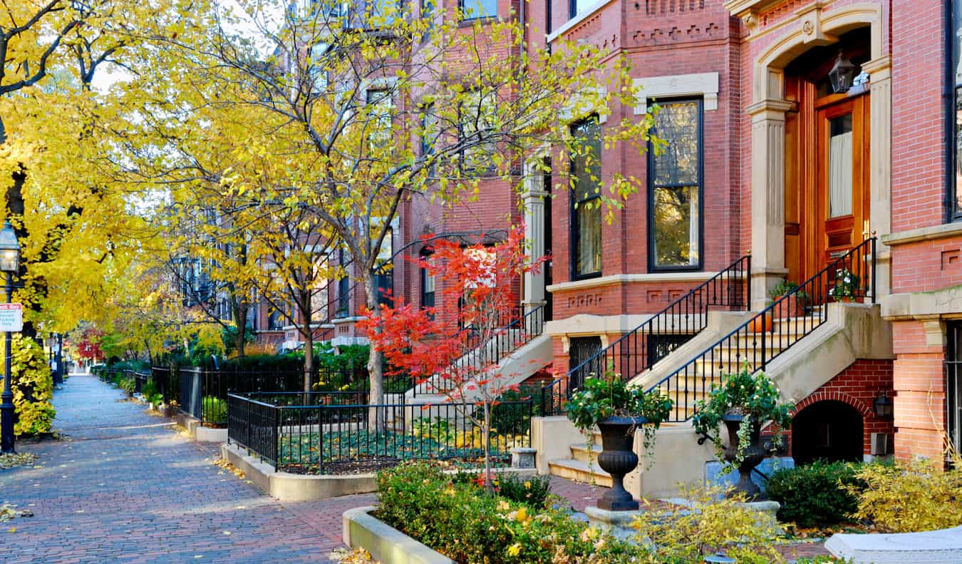 Residential homes in the beautiful Back Bay neighborhood in Boston, USA