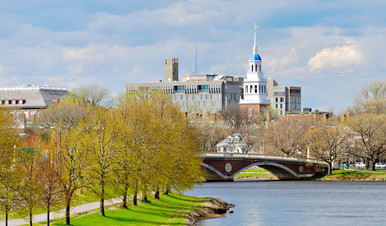 A scenic view of Lowell Hall in sunny Cambridge, MA near Boston