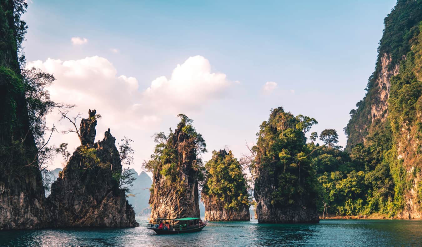 a water fall in khao sok park, thailand