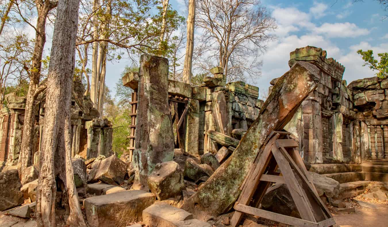 One of the many ancient temples covered in jungle at Koh Ker in Cambodia