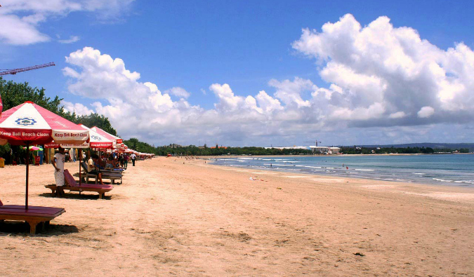 the empty kuta beach in bali, indonesia