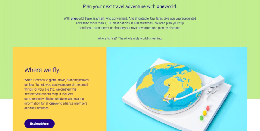 The Oneworld Alliance RTW ticket homepage