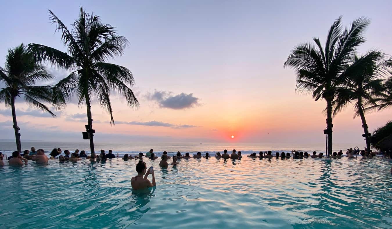 People partying in a pool in Bali