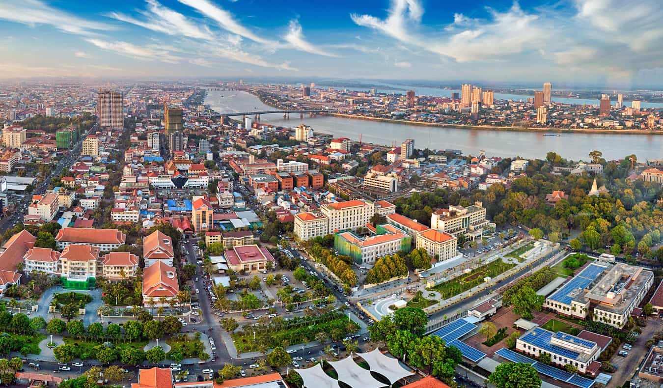 Aerial view over the cityscape of Phnom Penh, Cambodia“/></noscript><br/>
Founded in 1434, <a href=