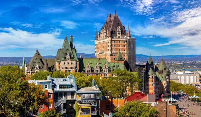 The iconic Frontenac hotel in sunny Quebec City, Canada