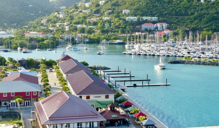 Sailboats docked in the British Virgin Islands