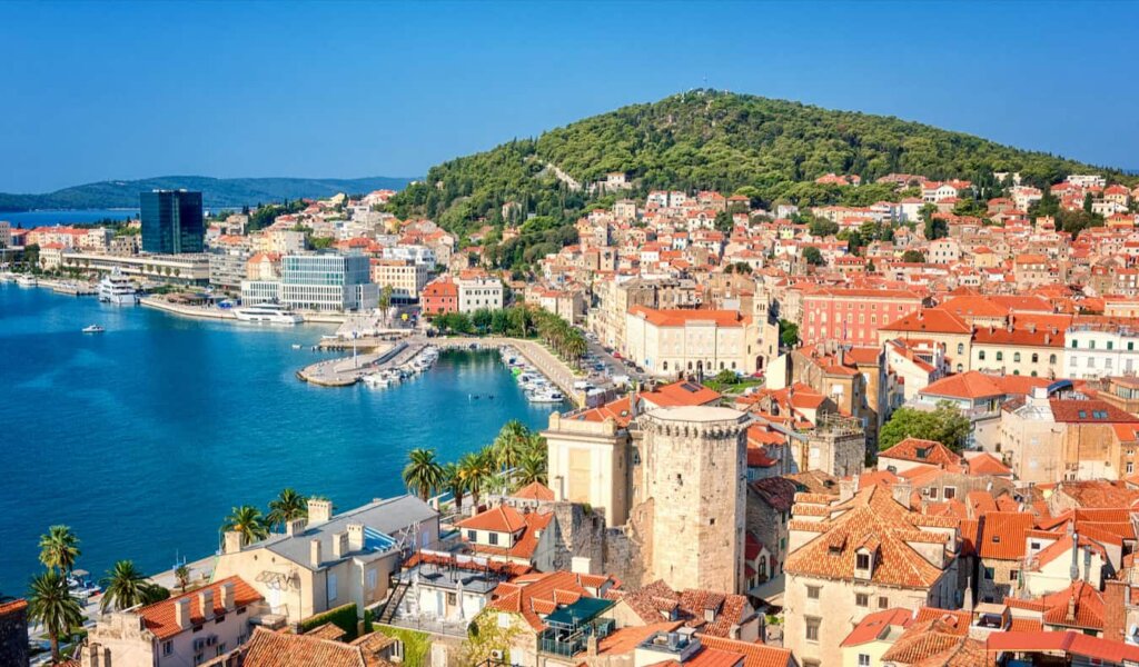 A gorgeous view overlooking Split, Croatia on a bright and sunny summer day