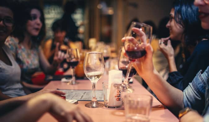 friends eating at a restaurant